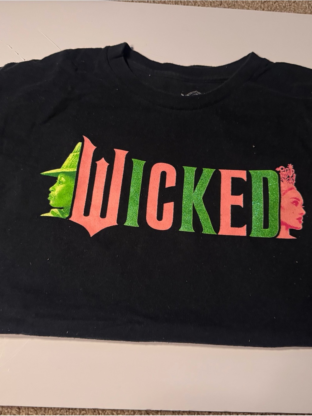 Wicked Graphic Kids T‑Shirt in Black with Green & Pink Logo